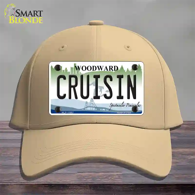 Cruisin Woodward Michigan Novelty License Plate Hat Cotton / Khaki