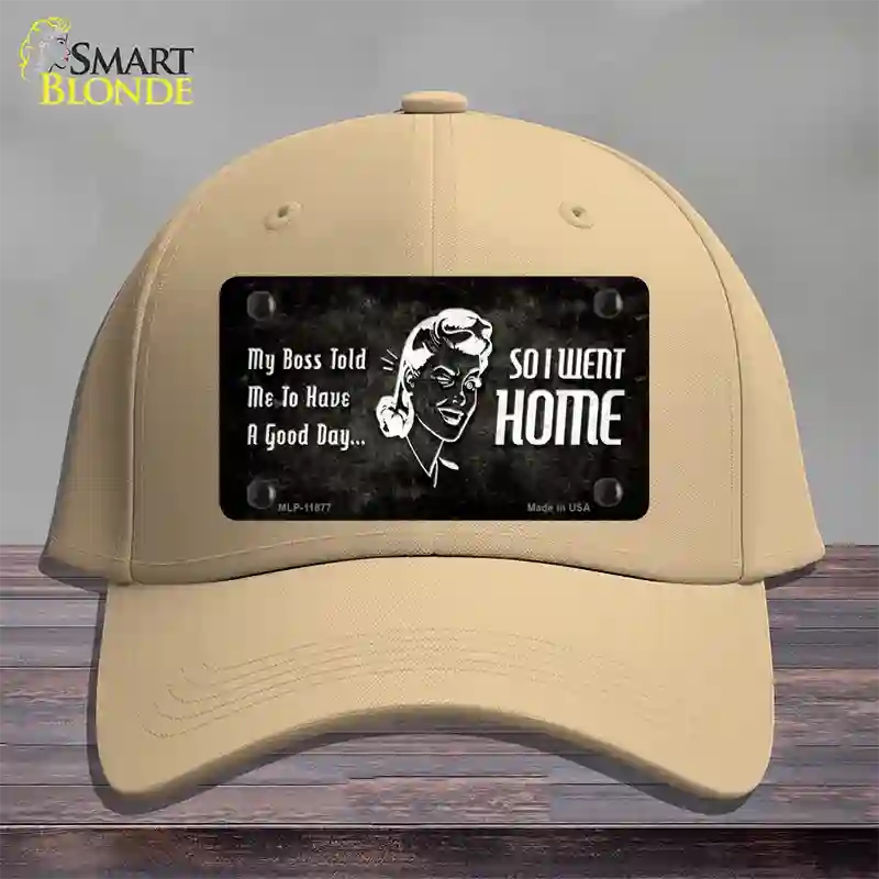 So I Went Home Novelty License Plate Hat Cotton / Khaki