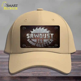 Sawdust is Man Glitter Novelty License Plate Hat Cotton / Khaki