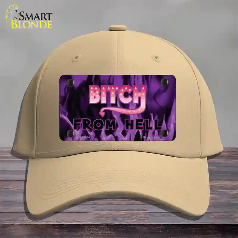 Bitch from Hell Novelty License Plate Hat Cotton / Khaki