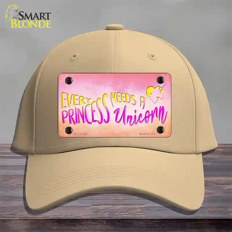 Princess and Unicorn Novelty License Plate Hat Cotton / Khaki