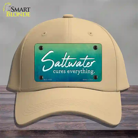 Saltwater Cures Everything Novelty License Plate Hat Cotton / Khaki