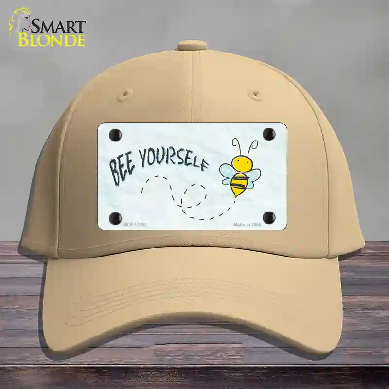 Bee Yourself Novelty License Plate Hat Cotton / Khaki