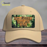 Enjoy Your Coffee Novelty License Plate Hat Cotton / Khaki