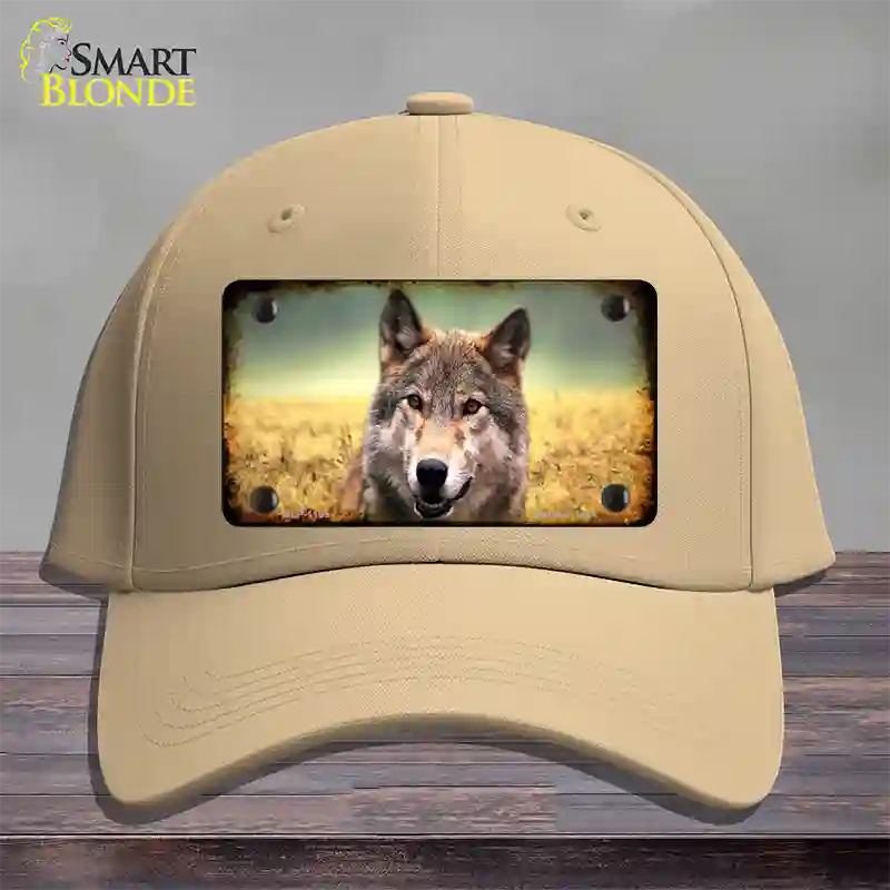 Wolf Novelty License Plate Hat Cotton / Khaki