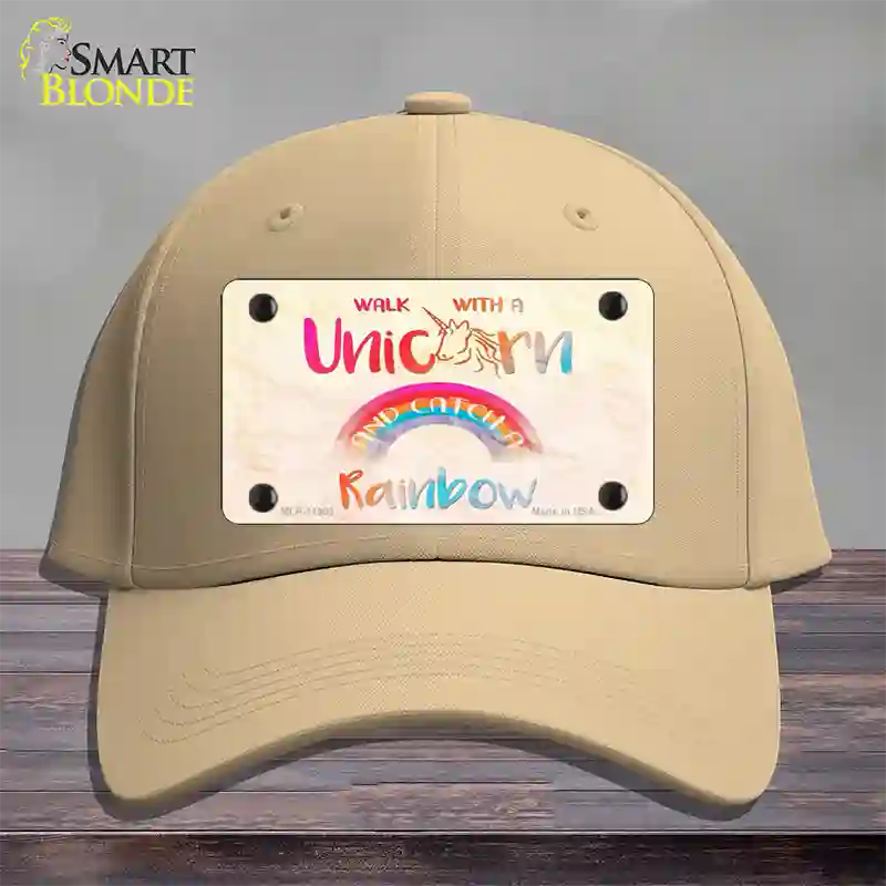 Walk with a Unicorn Novelty License Plate Hat Cotton / Khaki