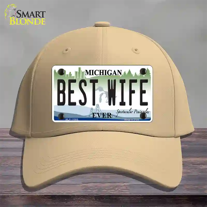 Michigan Best Wife Novelty License Plate Hat Cotton / Khaki