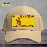 Wyoming Yellow Novelty License Plate Hat Cotton / Khaki