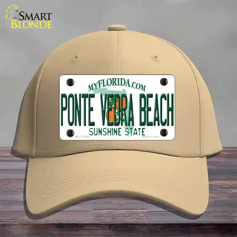 Florida Ponte Vedra Beach Novelty License Plate Hat Cotton / Khaki