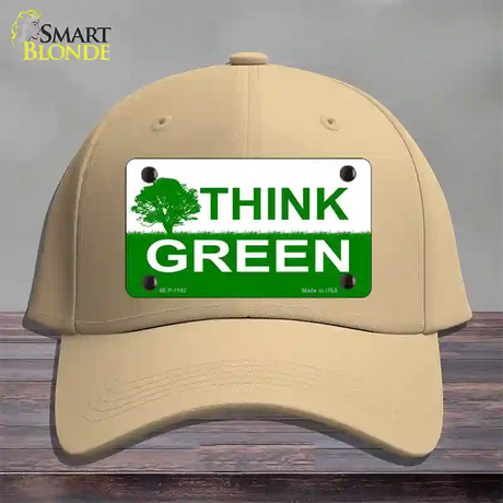 Think Green Novelty License Plate Hat Cotton / Khaki