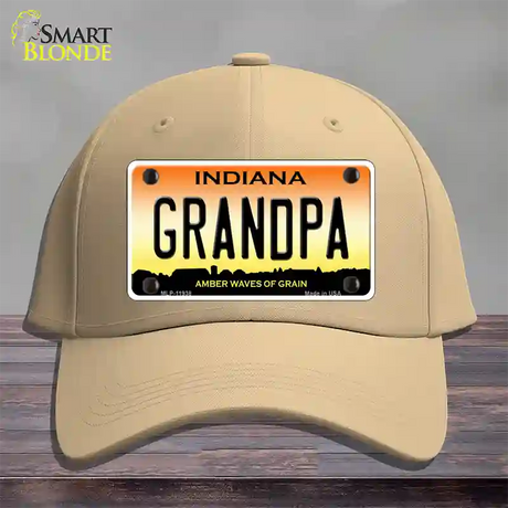 Indiana Grandpa Novelty License Plate Hat Cotton / Khaki