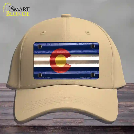 Colorado Corrugated Flag Novelty License Plate Hat Cotton / Khaki