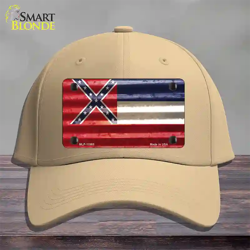 Mississippi Corrugated Flag Novelty License Plate Hat Cotton / Khaki