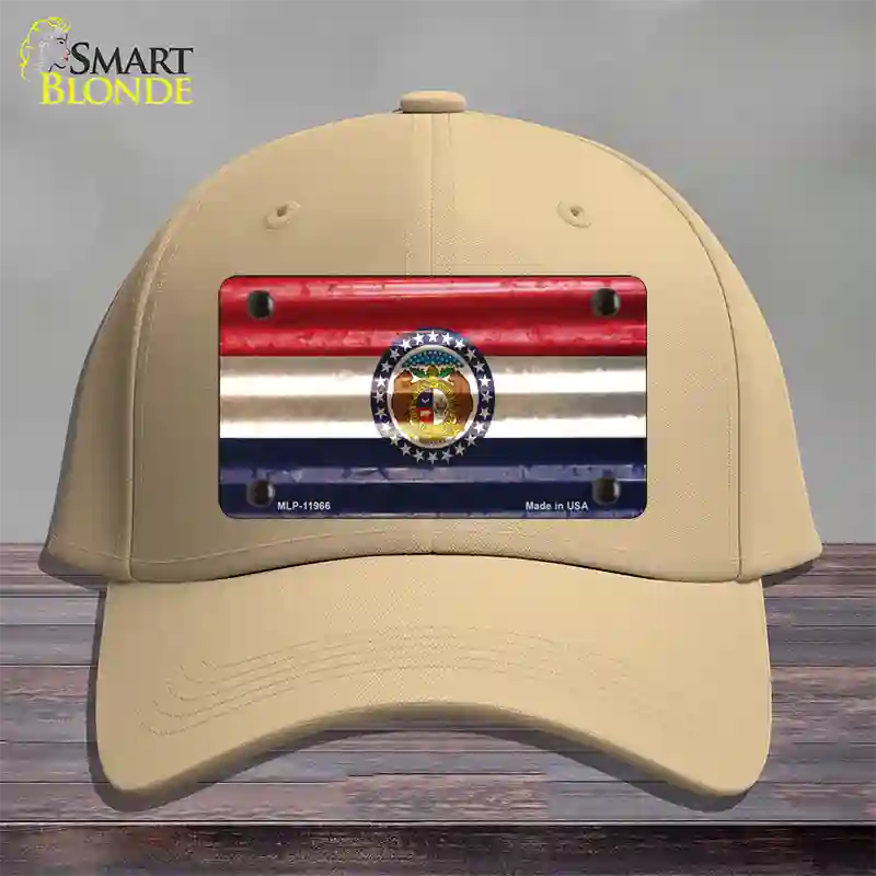 Missouri Corrugated Flag Novelty License Plate Hat Cotton / Khaki