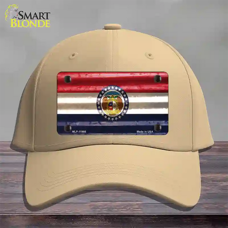 Missouri Corrugated Flag Novelty License Plate Hat Cotton / Khaki