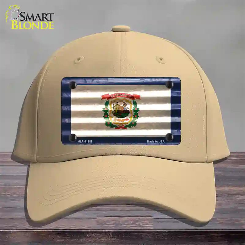 West Virginia Corrugated Flag Novelty License Plate Hat Cotton / Khaki