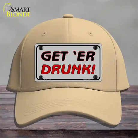 Get ER Drunk Novelty License Plate Hat Cotton / Khaki