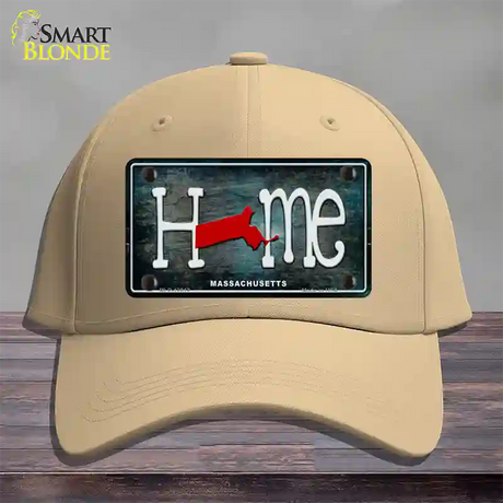 Massachusetts Home State Outline Novelty License Plate Hat Cotton / Khaki