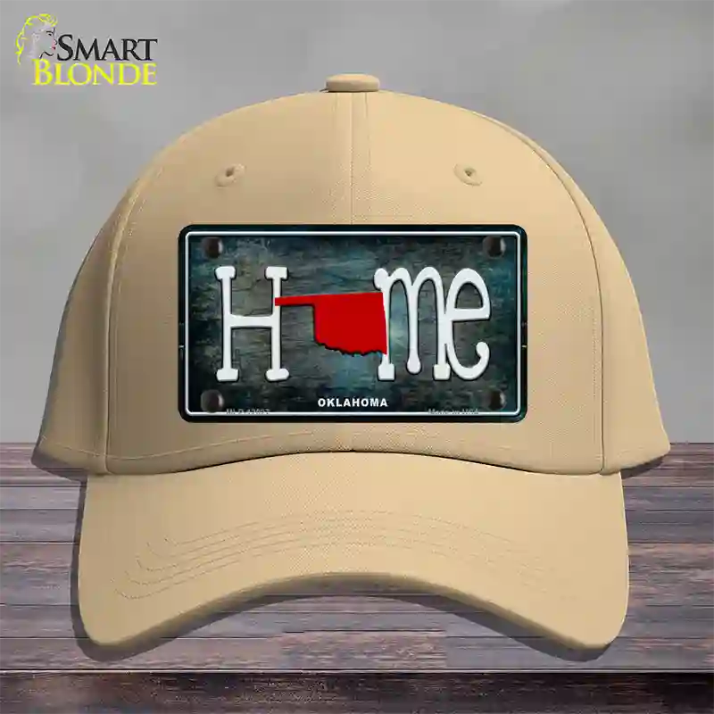 Oklahoma Home State Outline Novelty License Plate Hat Cotton / Khaki