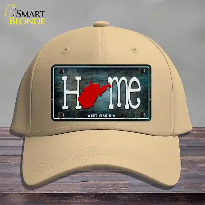 West Virginia Home State Outline Novelty License Plate Hat Cotton / Khaki