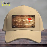 His Heart Her Armor Novelty License Plate Hat Cotton / Khaki