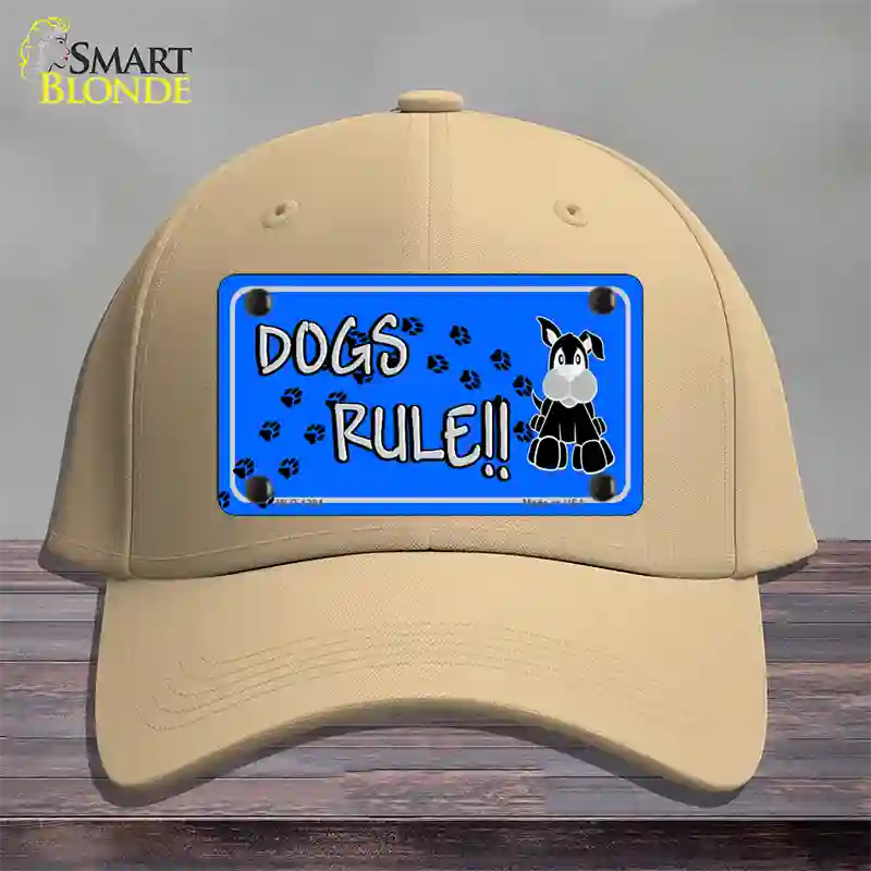 Dogs Rule Novelty License Plate Hat Tag Cotton / Khaki