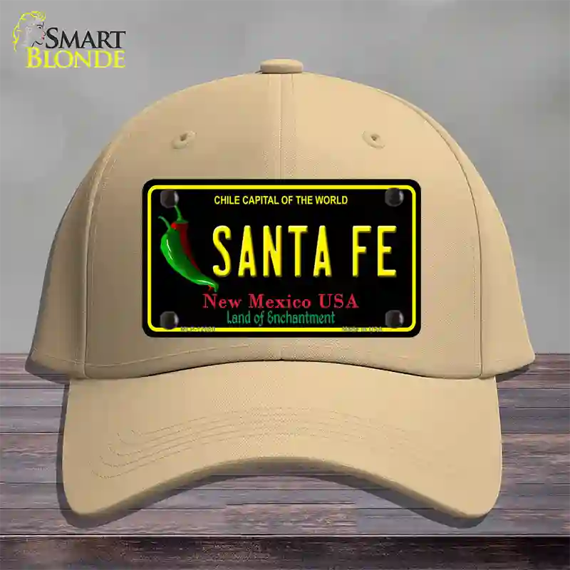 Santa Fe Black New Mexico Novelty License Plate Hat Cotton / Khaki