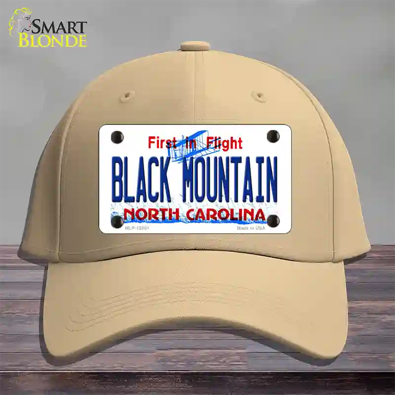 Black Mountain North Carolina Novelty License Plate Hat Cotton / Khaki