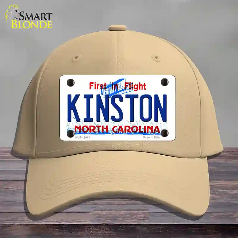 Kinston North Carolina State Novelty License Plate Hat Cotton / Khaki