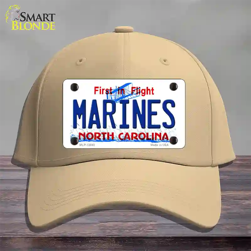 Marines North Carolina State Novelty License Plate Hat Cotton / Khaki