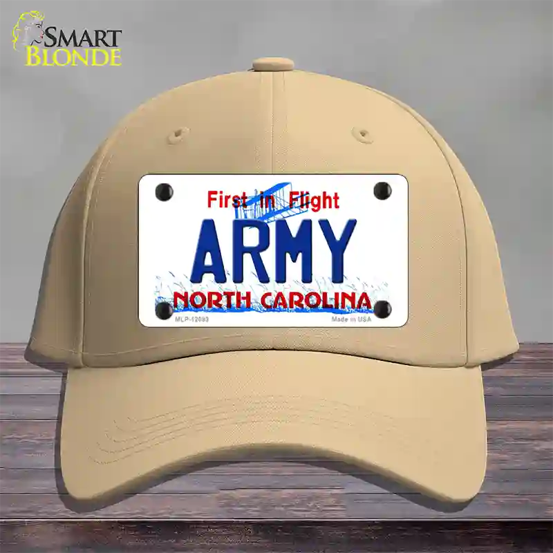 Army North Carolina State Novelty License Plate Hat Cotton / Khaki