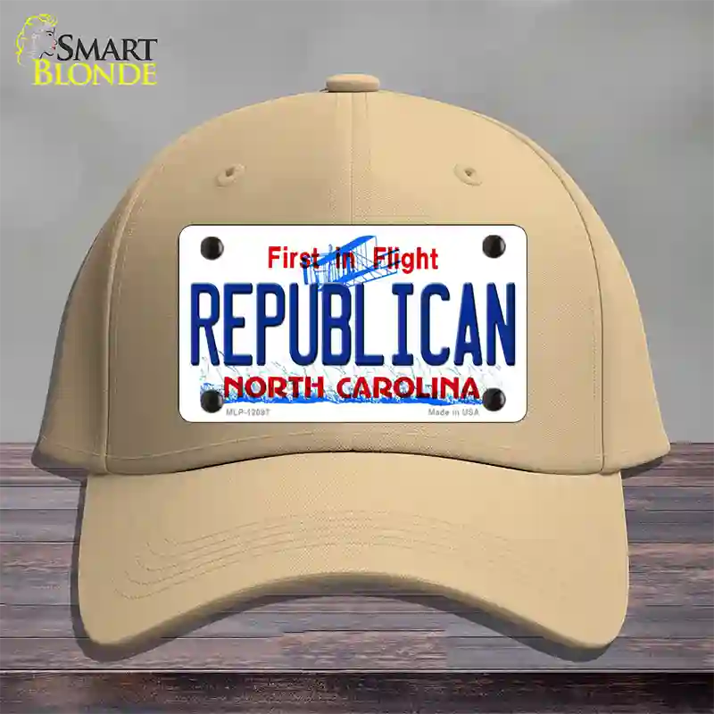 Republican North Carolina State Novelty License Plate Hat Cotton / Khaki