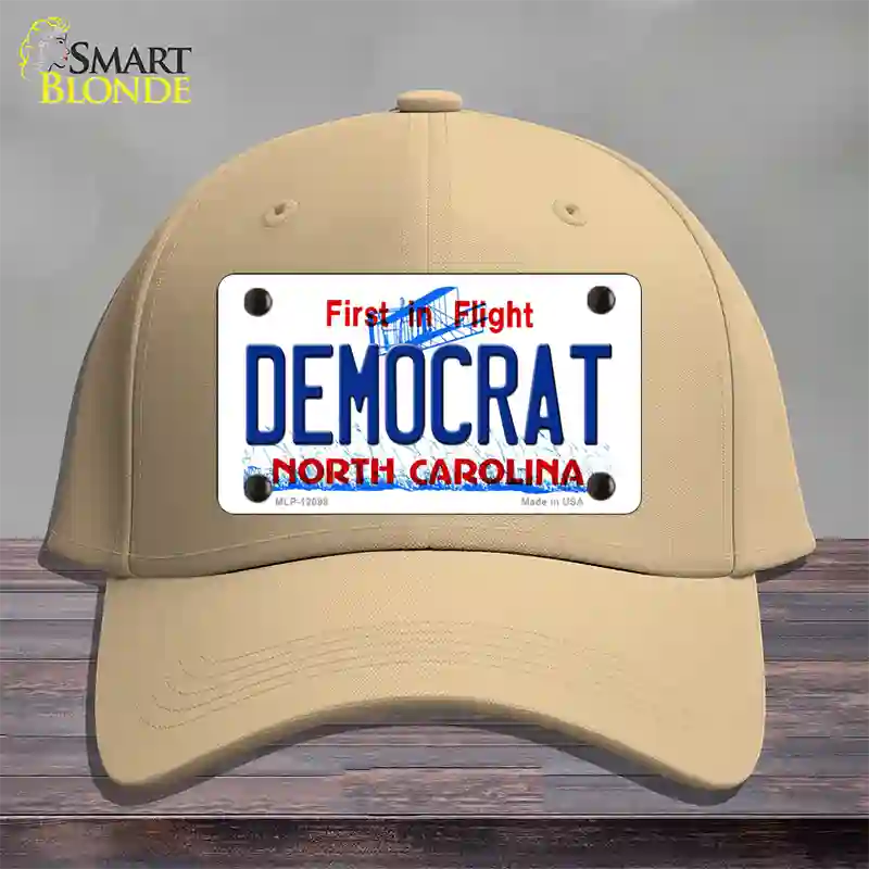 Democrat North Carolina State Novelty License Plate Hat Cotton / Khaki