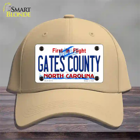 Gates County North Carolina State Novelty License Plate Hat Cotton / Khaki