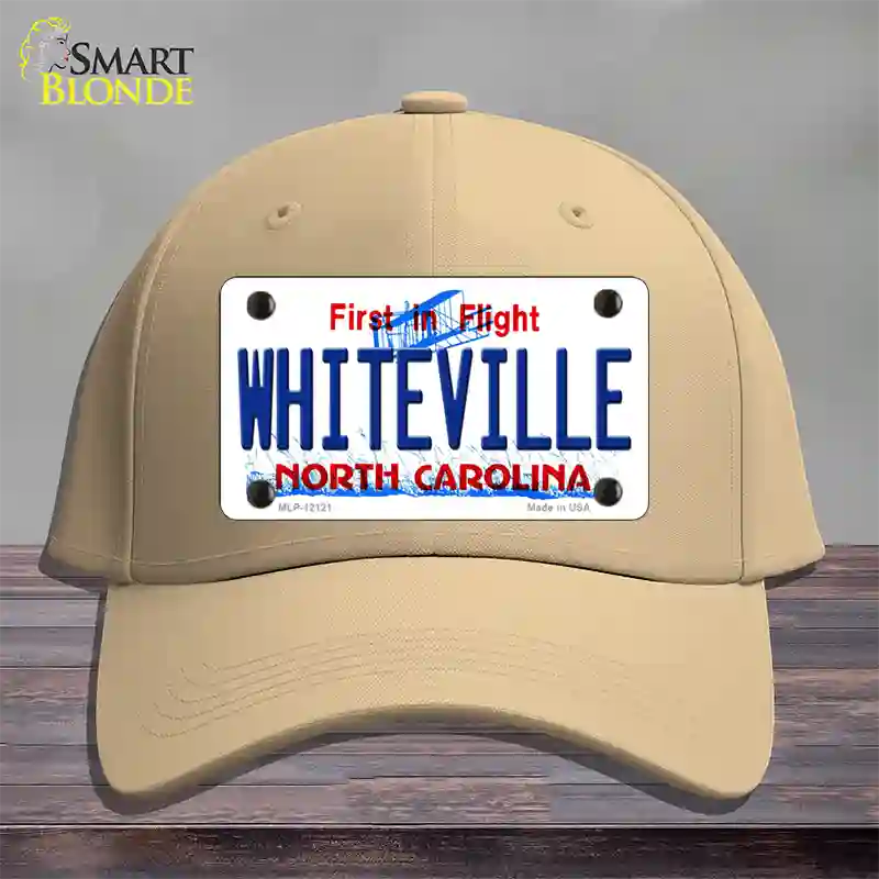 Whiteville North Carolina State Novelty License Plate Hat Cotton / Khaki