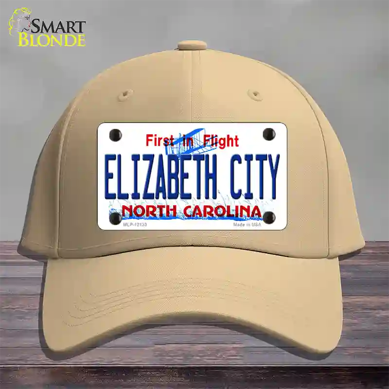 Elizabeth City North Carolina State Novelty License Plate Hat Cotton / Khaki