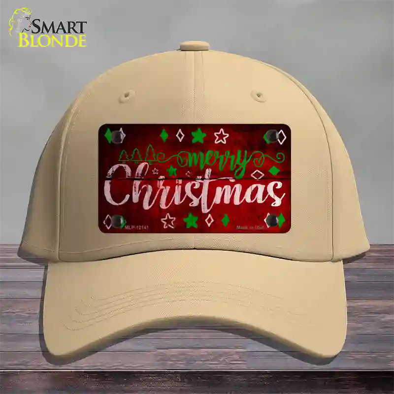 Merry Christmas Red Novelty License Plate Hat Cotton / Khaki