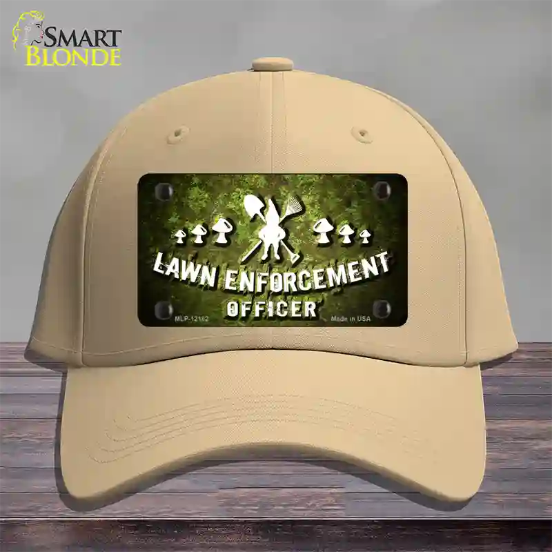 Lawn Enforcement Gnome Novelty License Plate Hat Cotton / Khaki