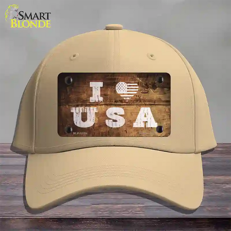 I Love USA Novelty License Plate Hat Cotton / Khaki