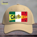 Caution Mexico Flag Novelty License Plate Hat Cotton / Khaki