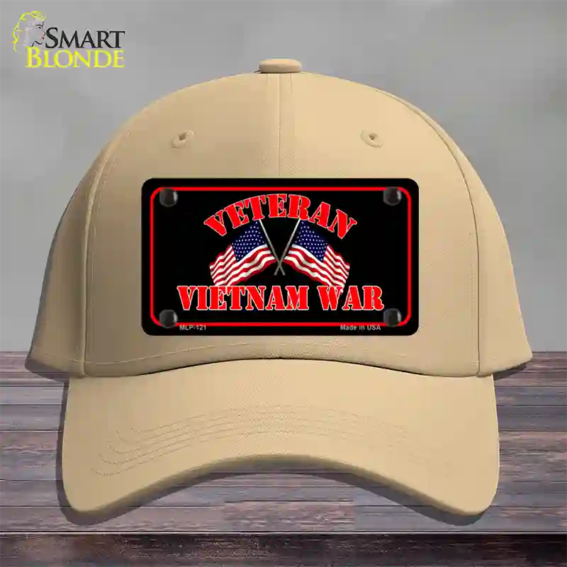 Vietnam War Veteran Novelty License Plate Hat Cotton / Khaki