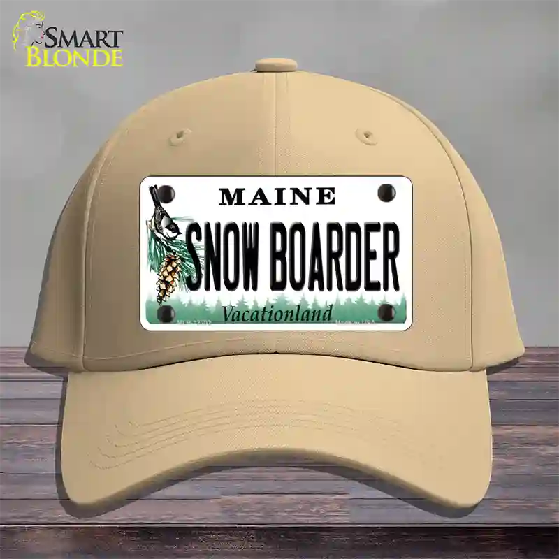 Snow Boarder Maine Novelty License Plate Hat Cotton / Khaki