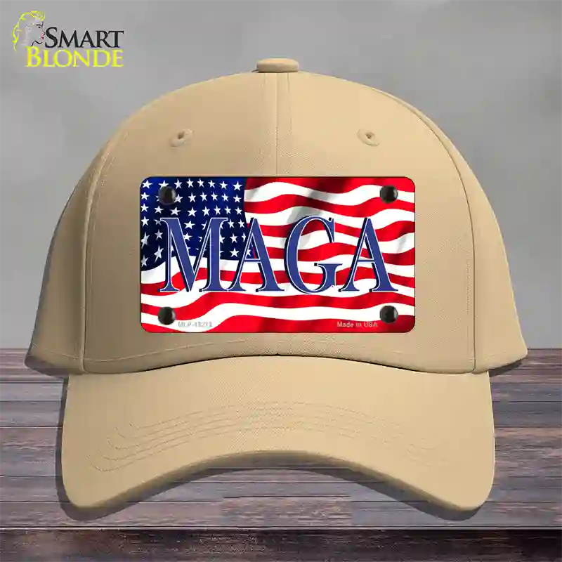 MAGA Flag Novelty License Plate Hat Cotton / Khaki