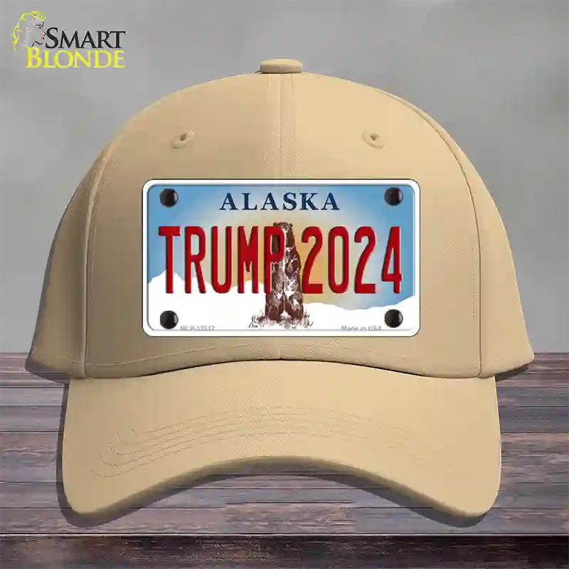 Trump 2024 Alaska Novelty License Plate Hat Cotton / Khaki