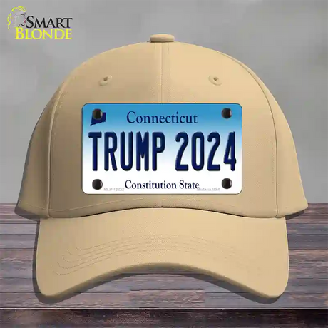 Trump 2024 Connecticut Novelty License Plate Hat Cotton / Khaki