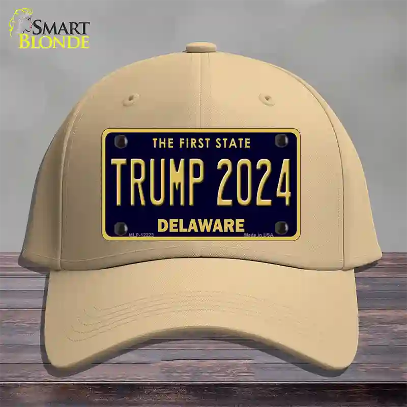 Trump 2024 Delaware Novelty License Plate Hat Cotton / Khaki