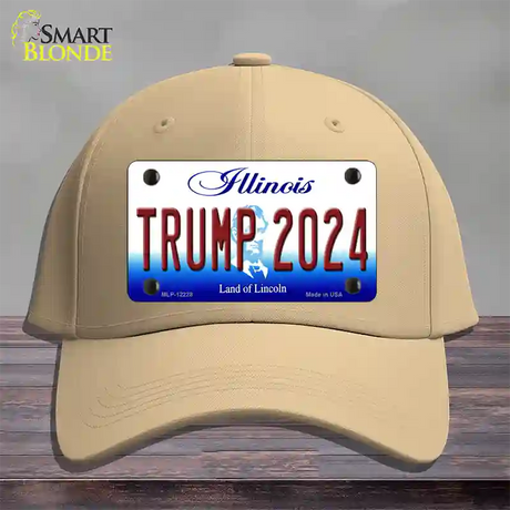 Trump 2024 Illinois Novelty License Plate Hat Cotton / Khaki