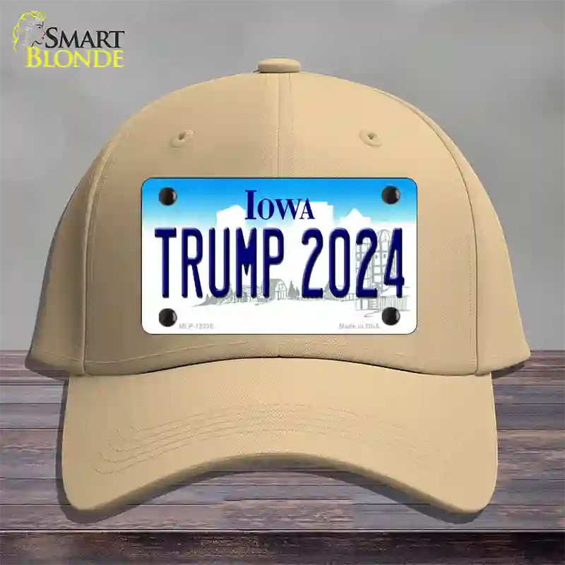 Trump 2024 Iowa Novelty License Plate Hat Cotton / Khaki