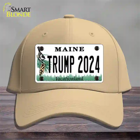 Trump 2024 Maine Novelty License Plate Hat Cotton / Khaki