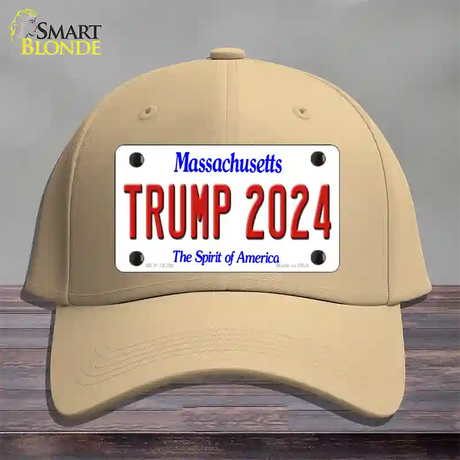 Trump 2024 Massachusetts Novelty License Plate Hat Cotton / Khaki